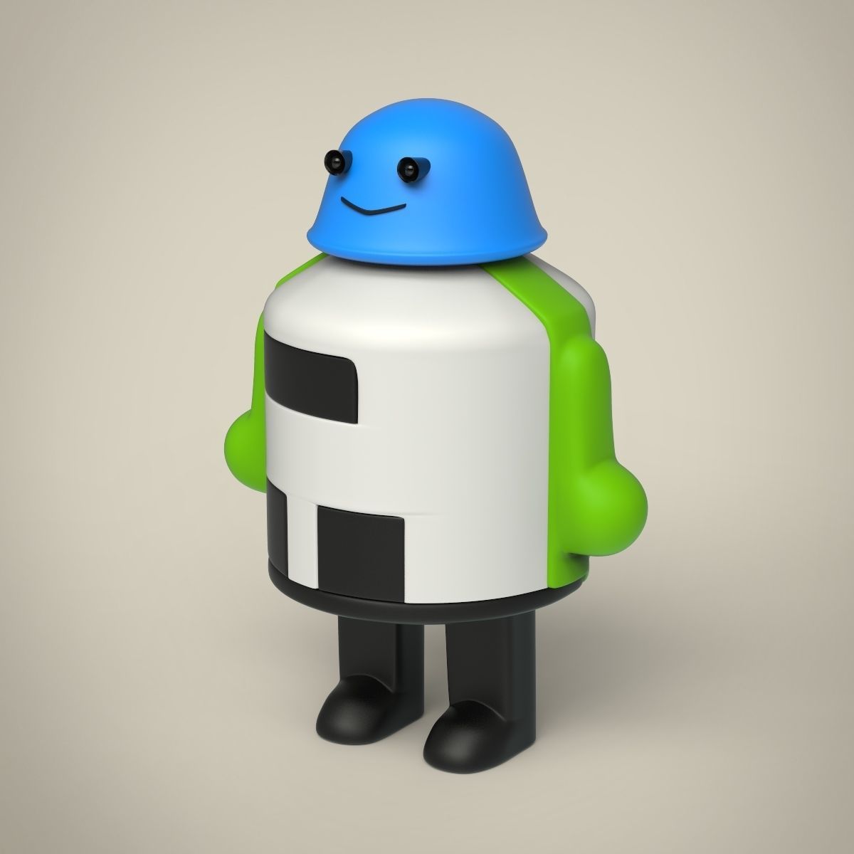 Robot with helmet 3D model_1