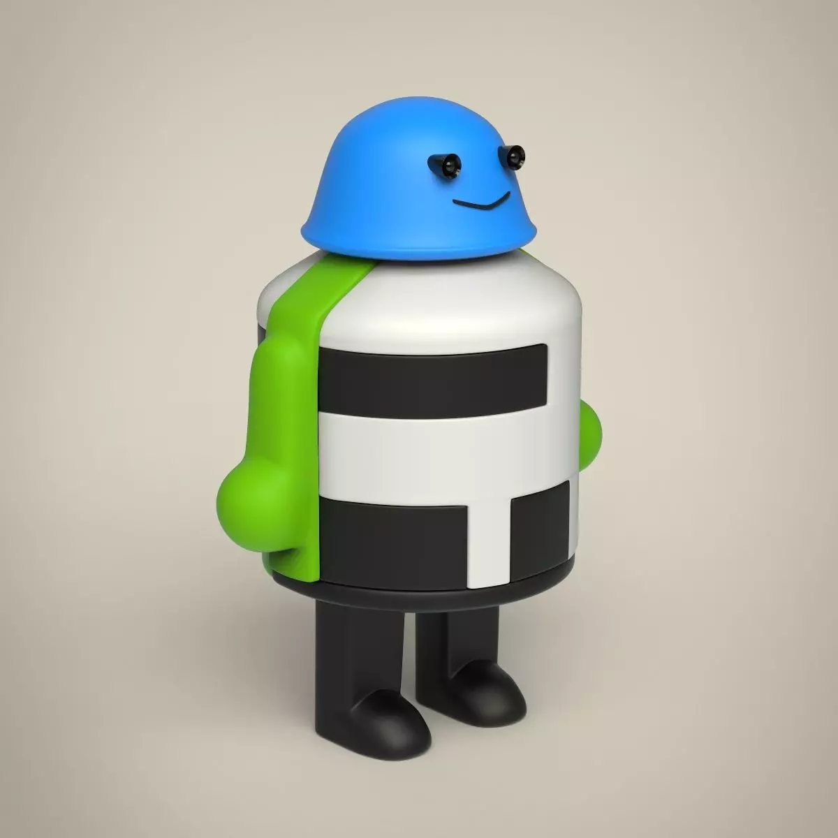 Robot with helmet 3D model_0