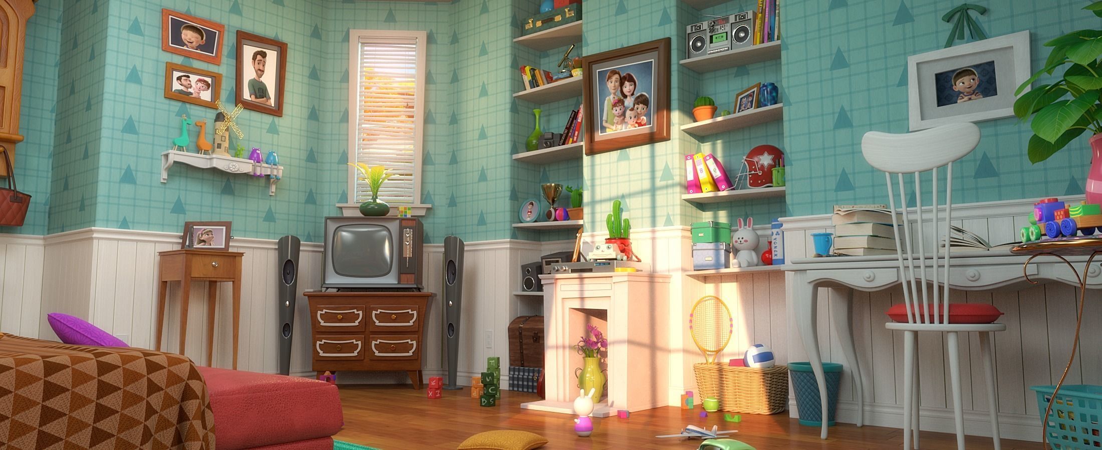 Cartoon Corridor Bedroom V2 3D model_4