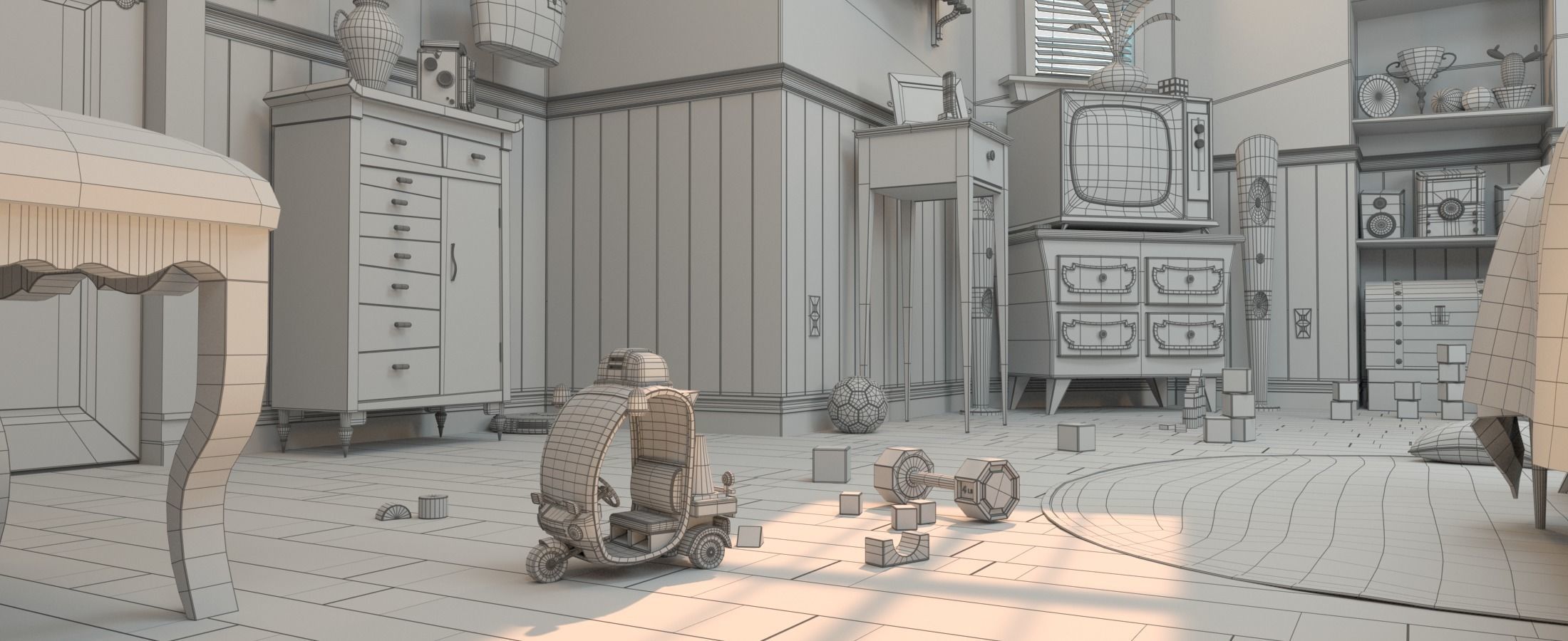 Cartoon Corridor Bedroom V2 3D model_17