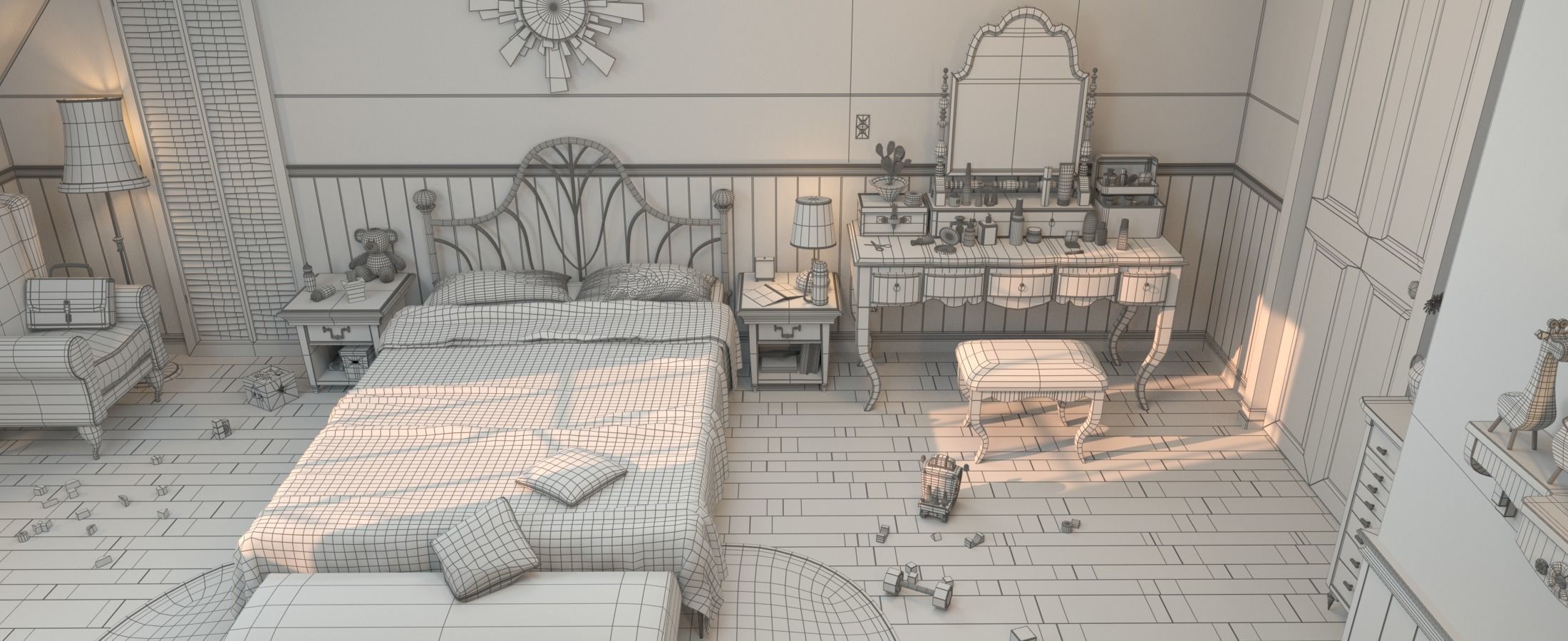 Cartoon Corridor Bedroom V2 3D model_25