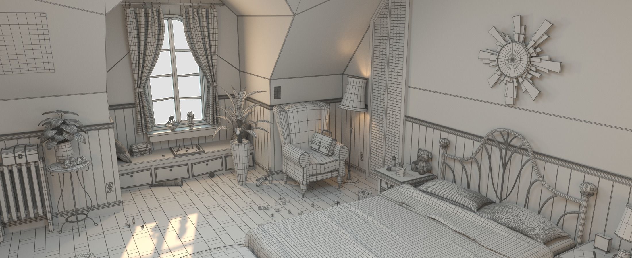 Cartoon Corridor Bedroom V2 3D model_24