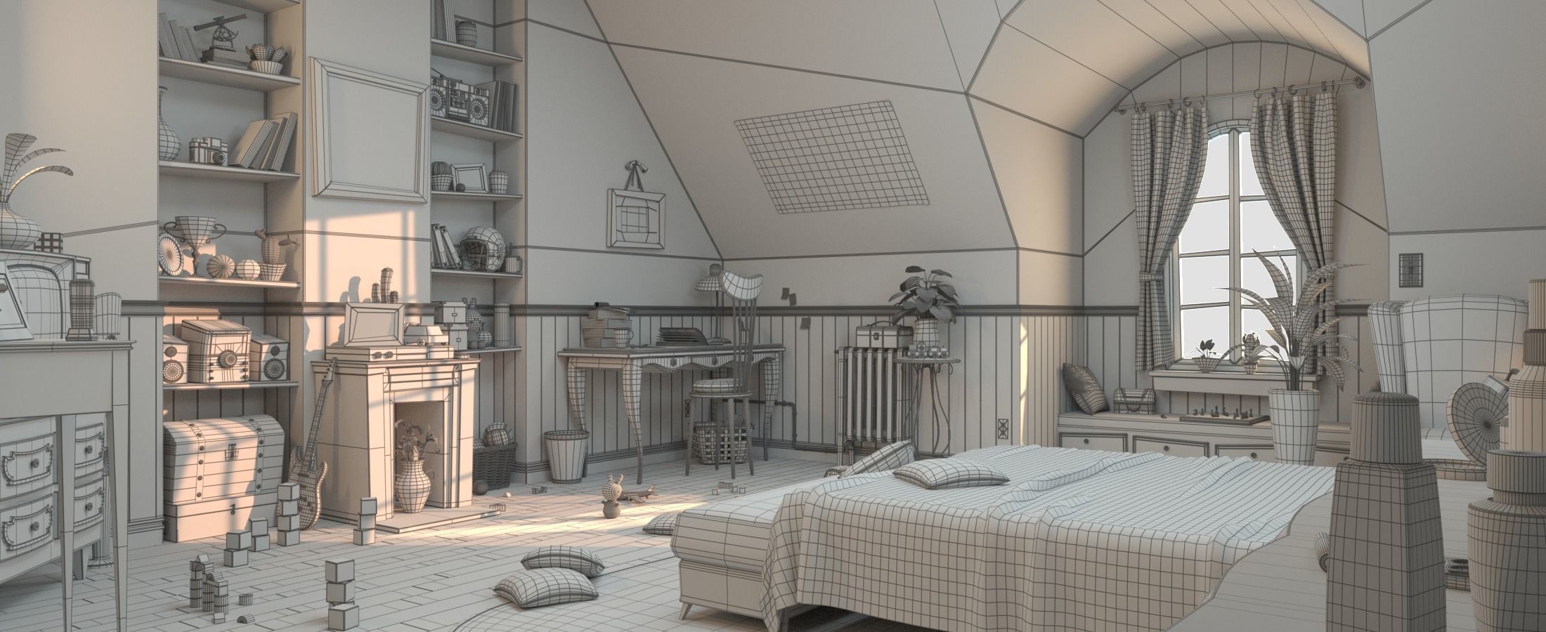 Cartoon Corridor Bedroom V2 3D model_20