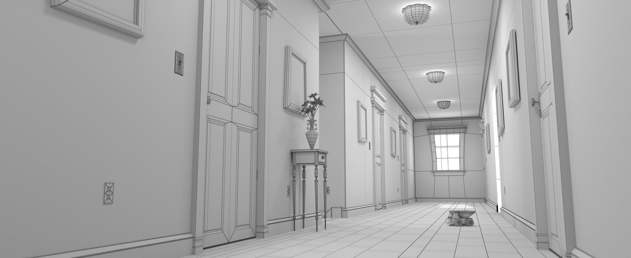 Cartoon Corridor Bedroom V2 3D model_16