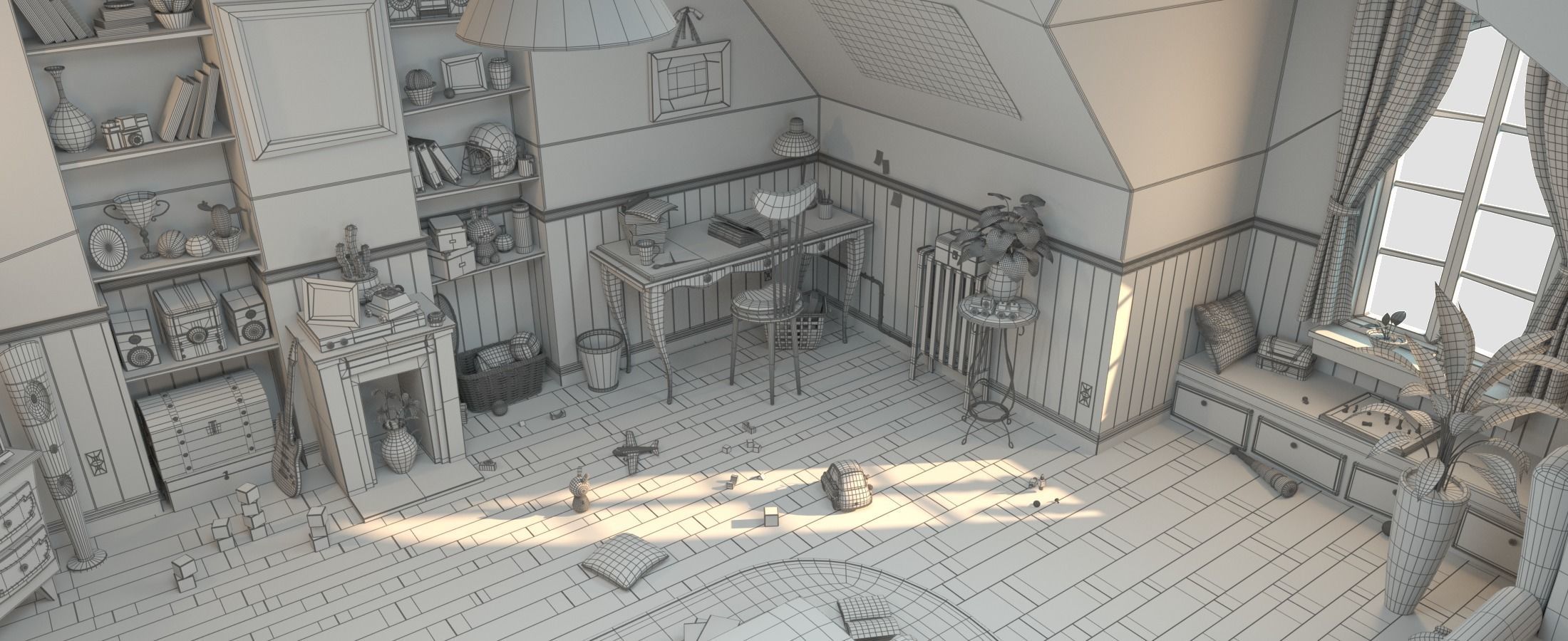 Cartoon Corridor Bedroom V2 3D model_26