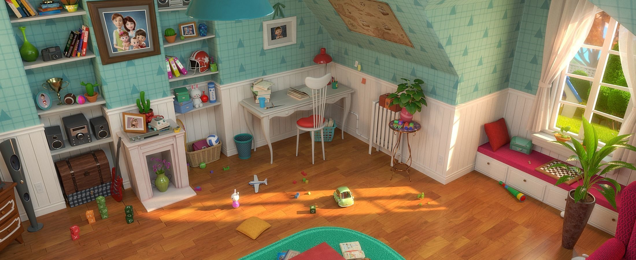 Cartoon Corridor Bedroom V2 3D model_15