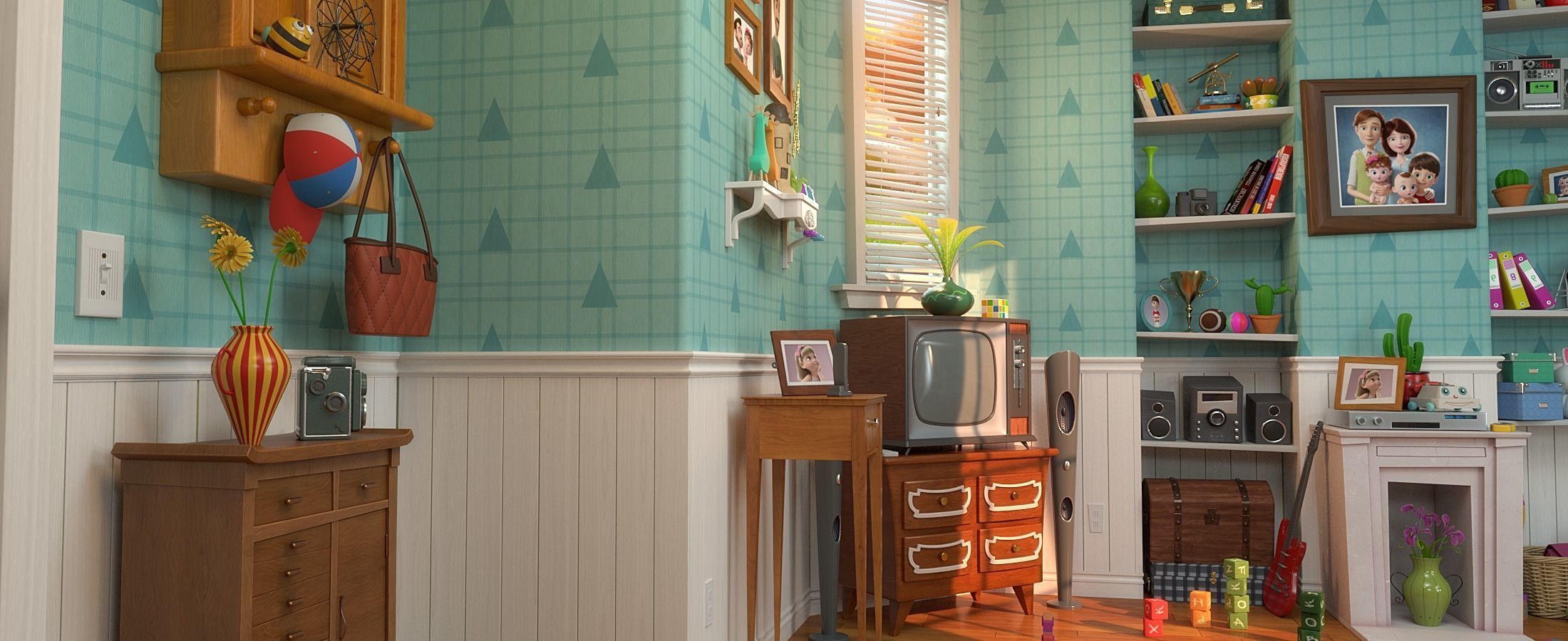 Cartoon Corridor Bedroom V2 3D model_9