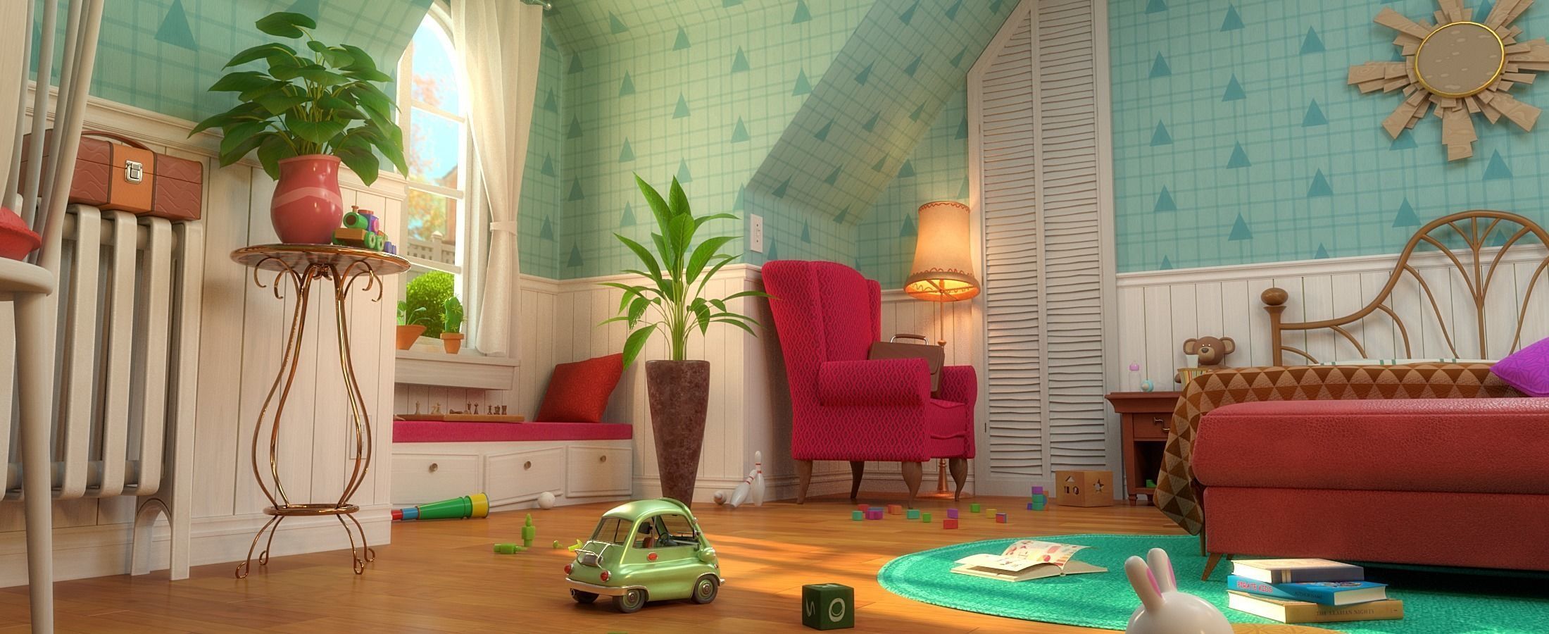 Cartoon Corridor Bedroom V2 3D model_12