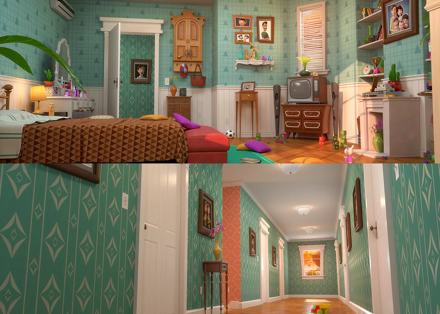 Cartoon Corridor Bedroom V2 3D model_0