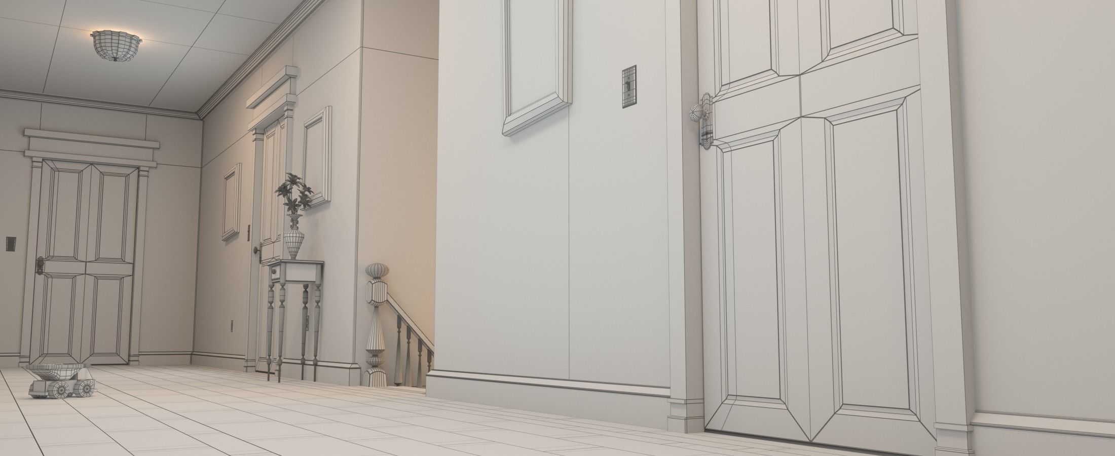 Cartoon Corridor Bedroom V2 3D model_28