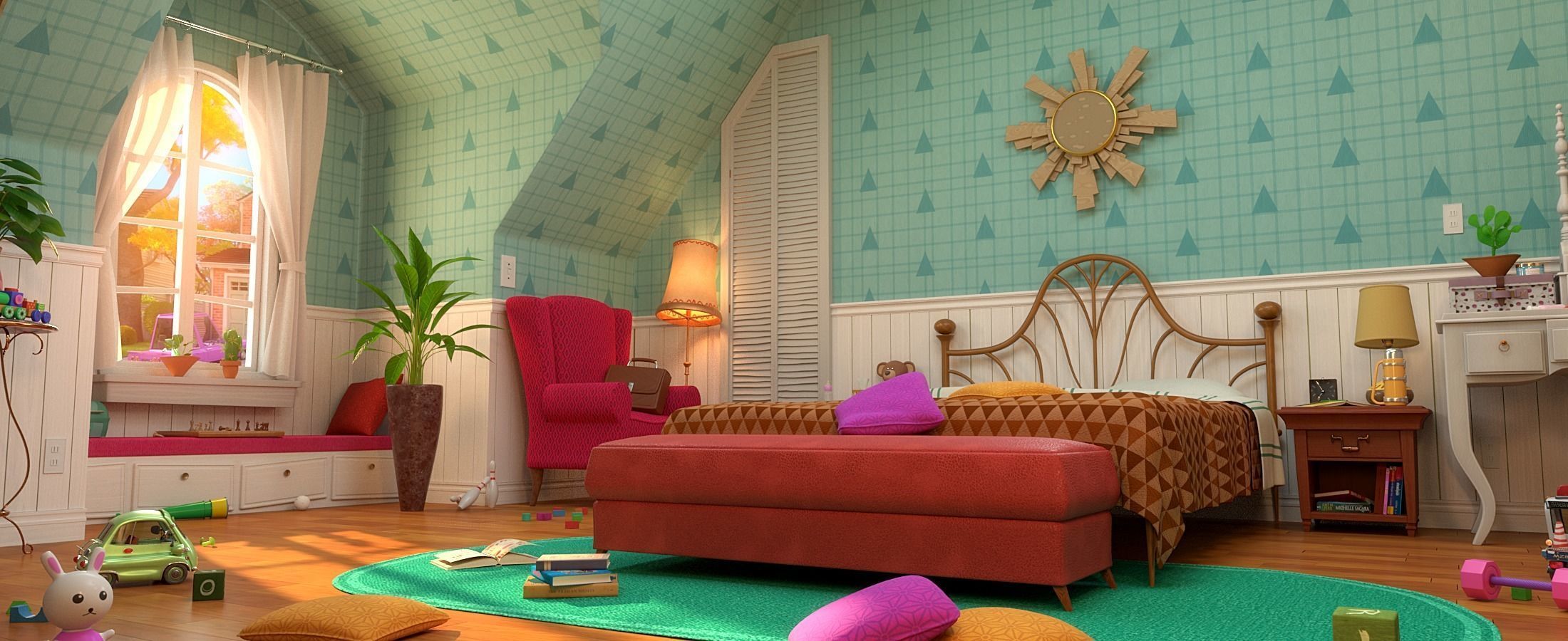 Cartoon Corridor Bedroom V2 3D model_10