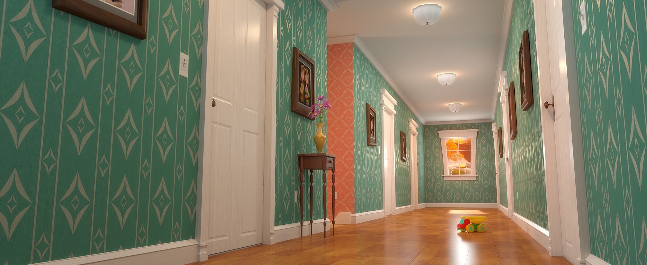 Cartoon Corridor Bedroom V2 3D model_2
