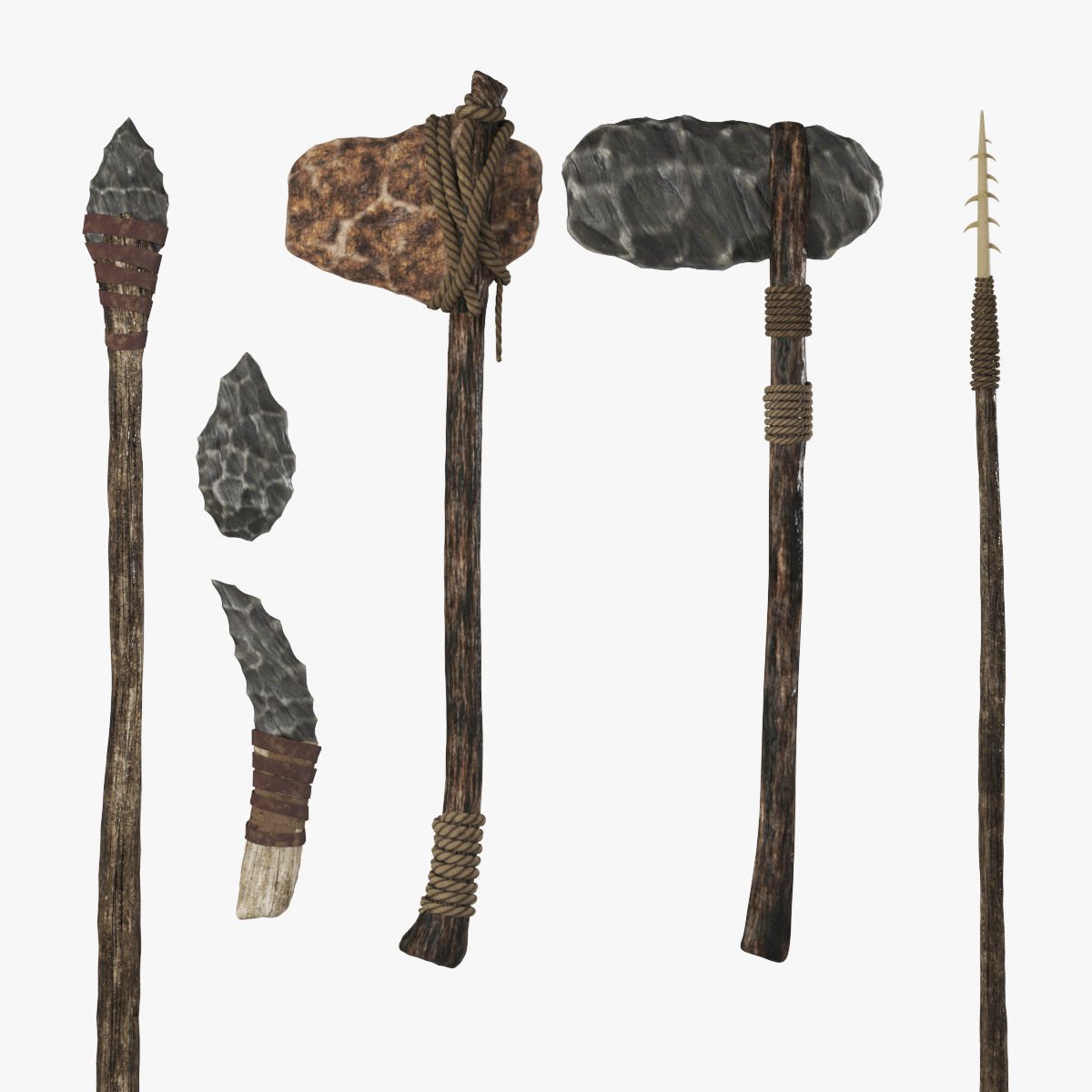 Stone age set 3D model_0