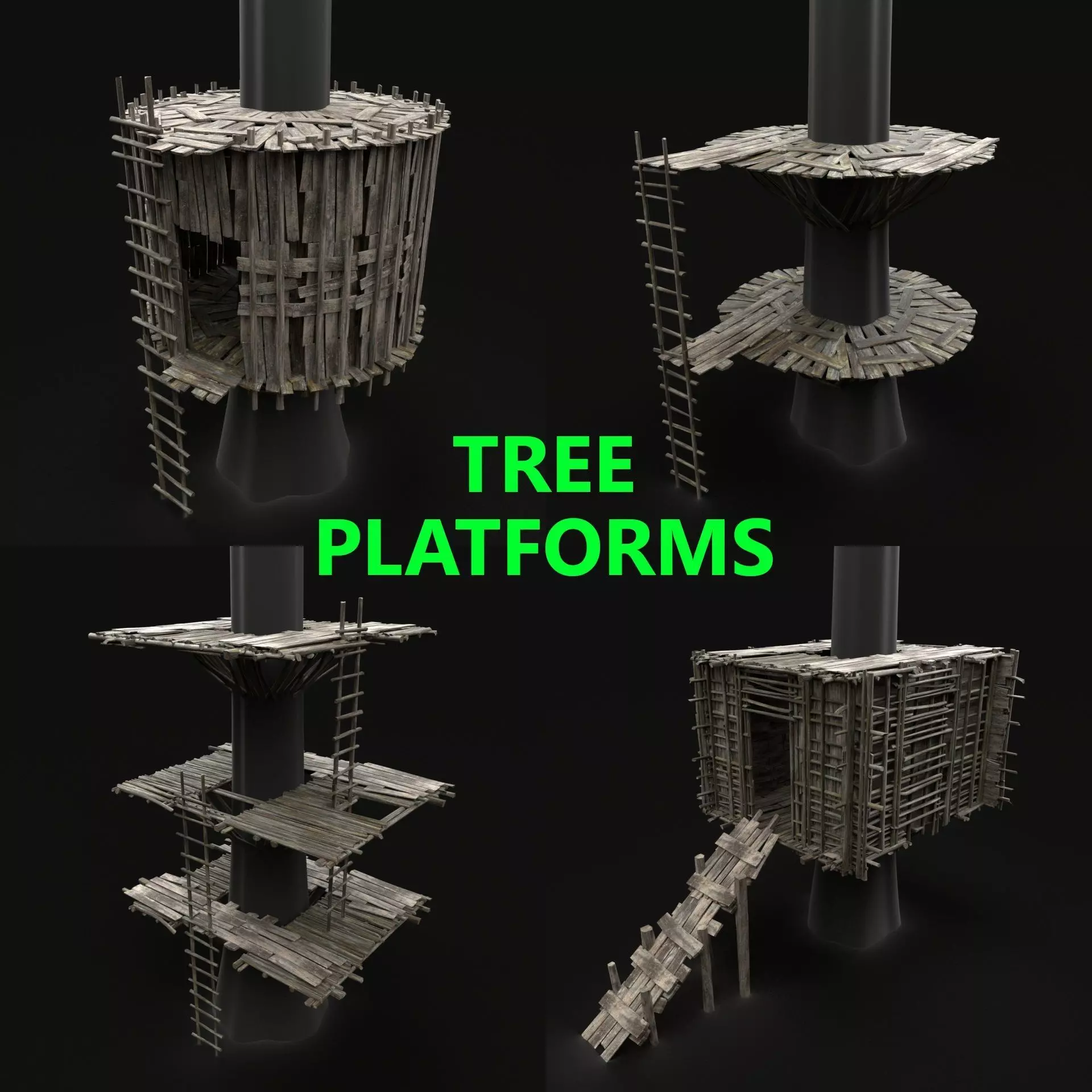 TREE PLATFORM WOODEN HOUSE HUT BRIDGE COLLECTION PACK PACKAGE _0