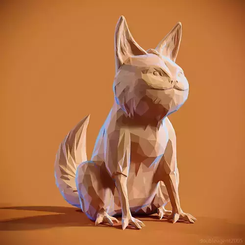 Low poly Loth Cat Papercraft