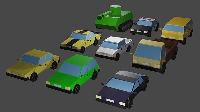 Low Poly Vehicles set of cars Free low-poly 3D model