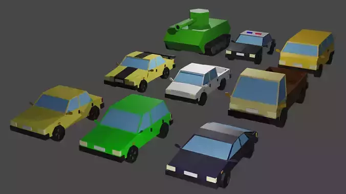 Low Poly Vehicles set of cars