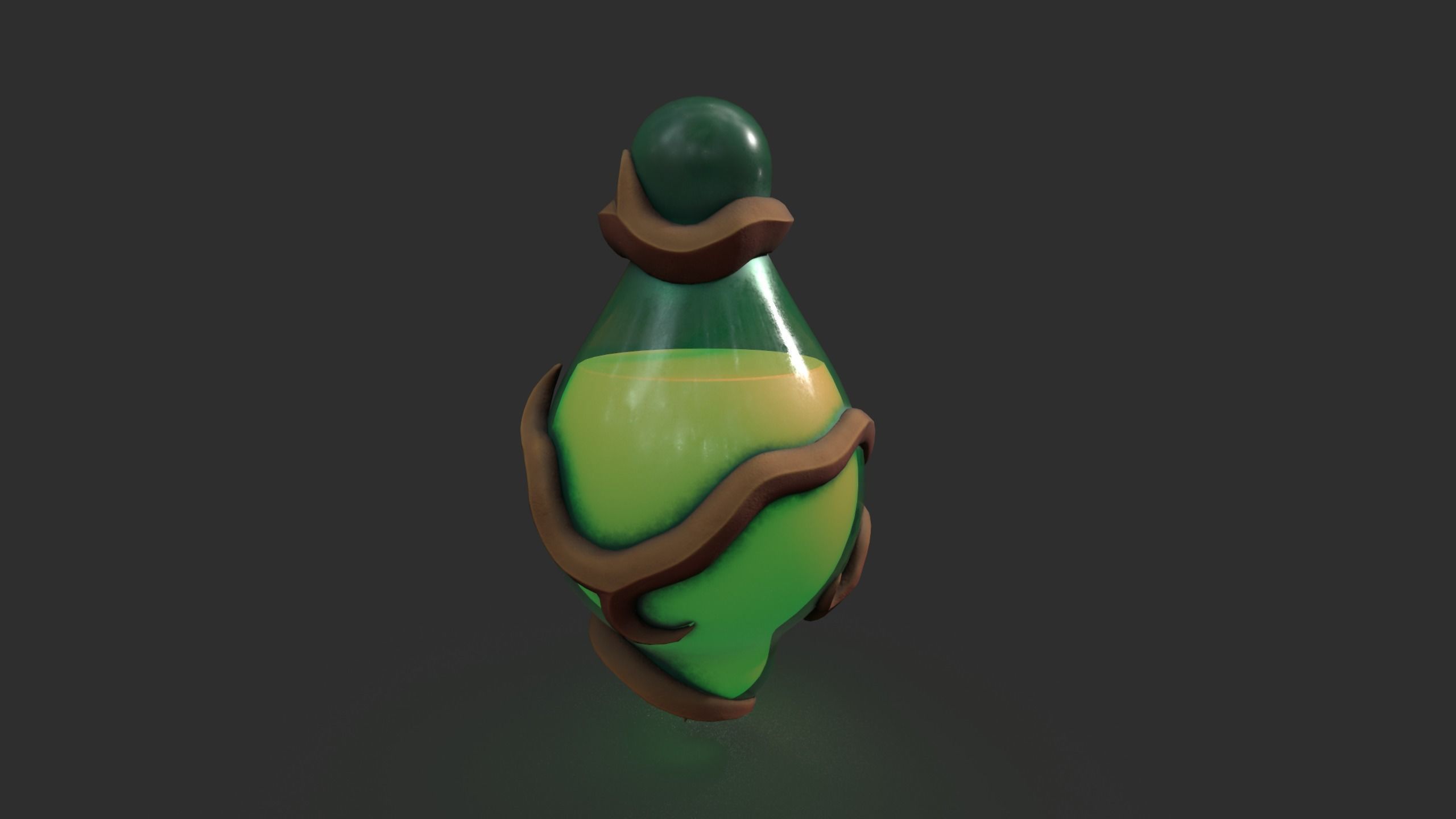 Stylized Fantasy Potion with Root Ornaments Low-poly 3D model_10