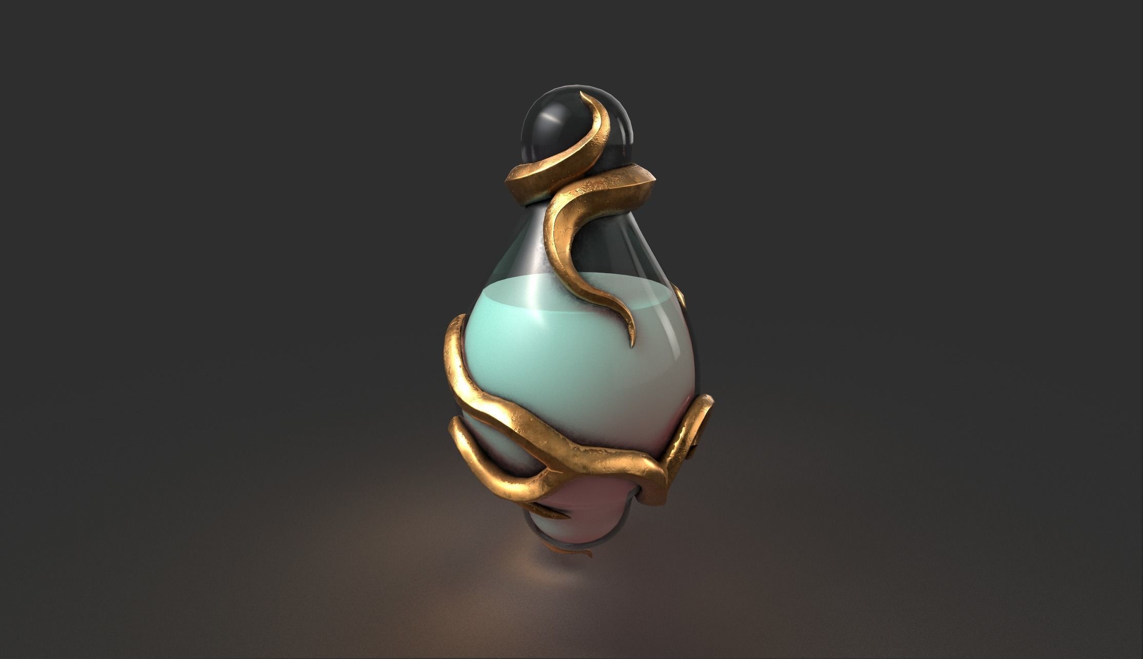 Stylized Fantasy Potion with Root Ornaments Low-poly 3D model_3