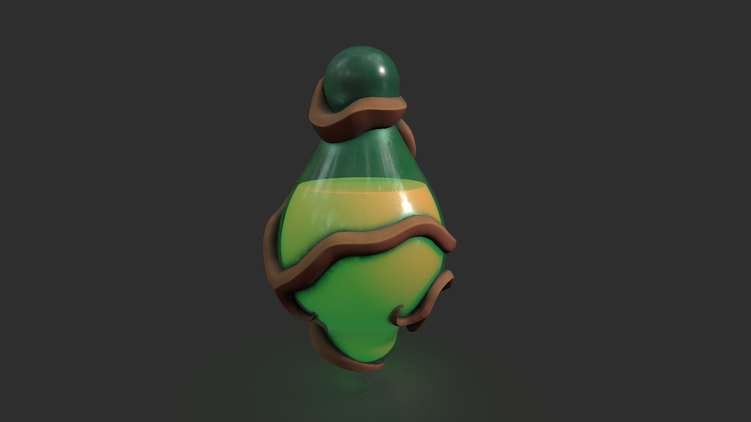 Stylized Fantasy Potion with Root Ornaments Low-poly 3D model_9