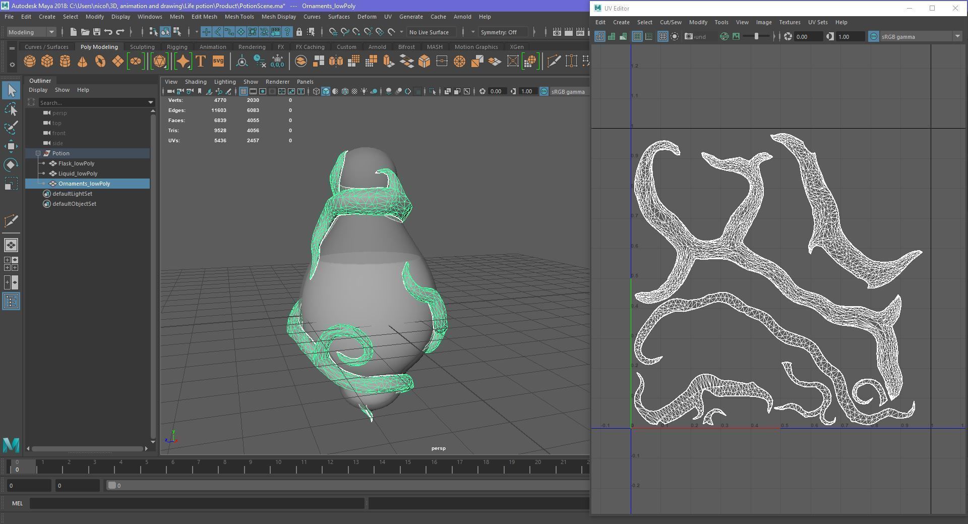 Stylized Fantasy Potion with Root Ornaments Low-poly 3D model_22