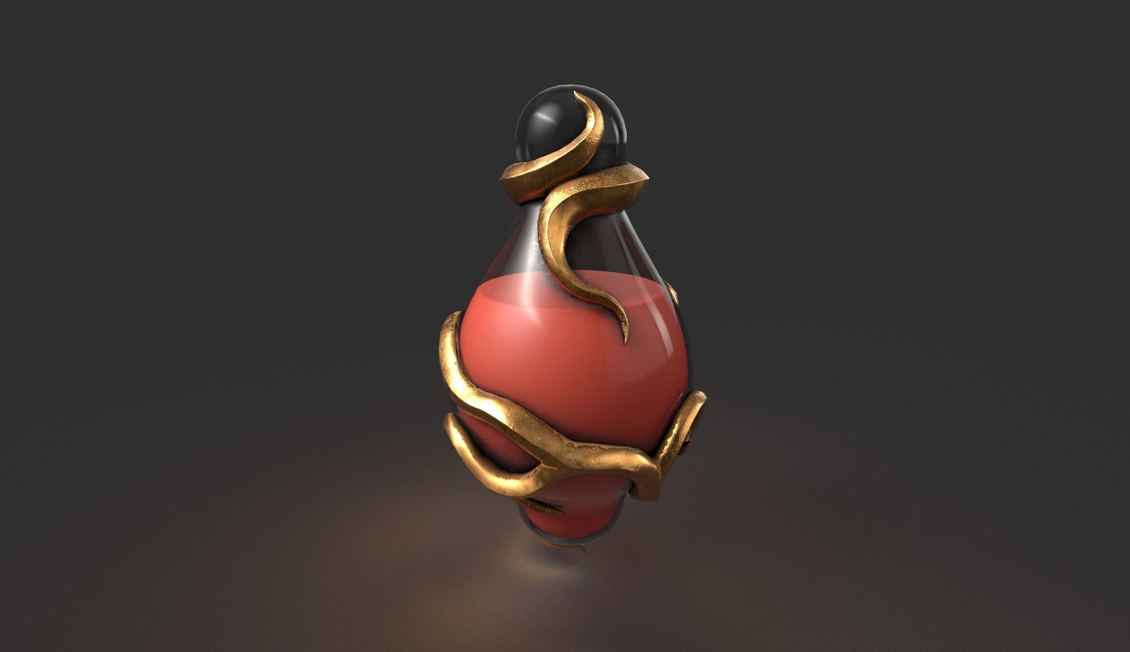 Stylized Fantasy Potion with Root Ornaments Low-poly 3D model_4