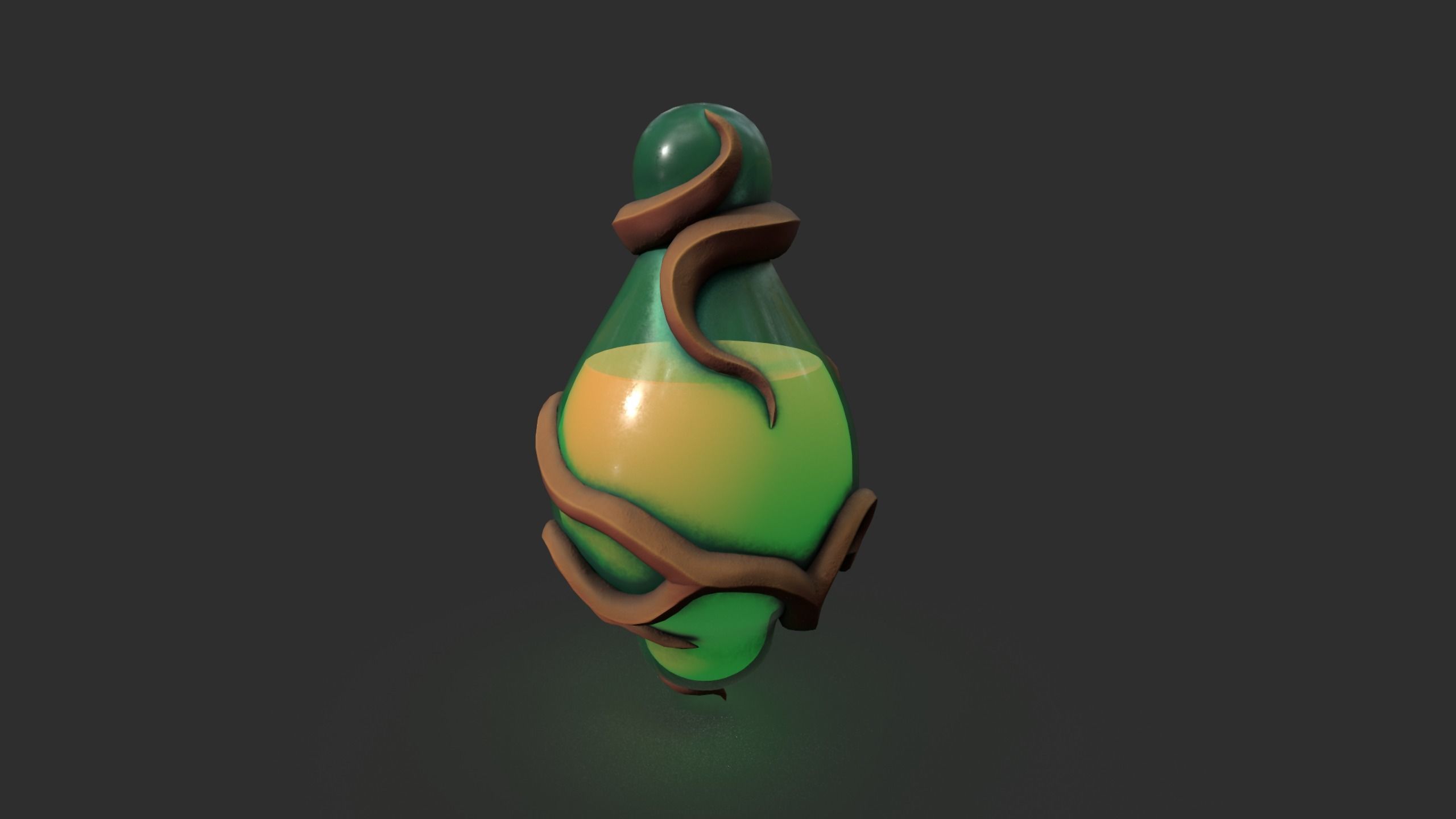 Stylized Fantasy Potion with Root Ornaments Low-poly 3D model_6