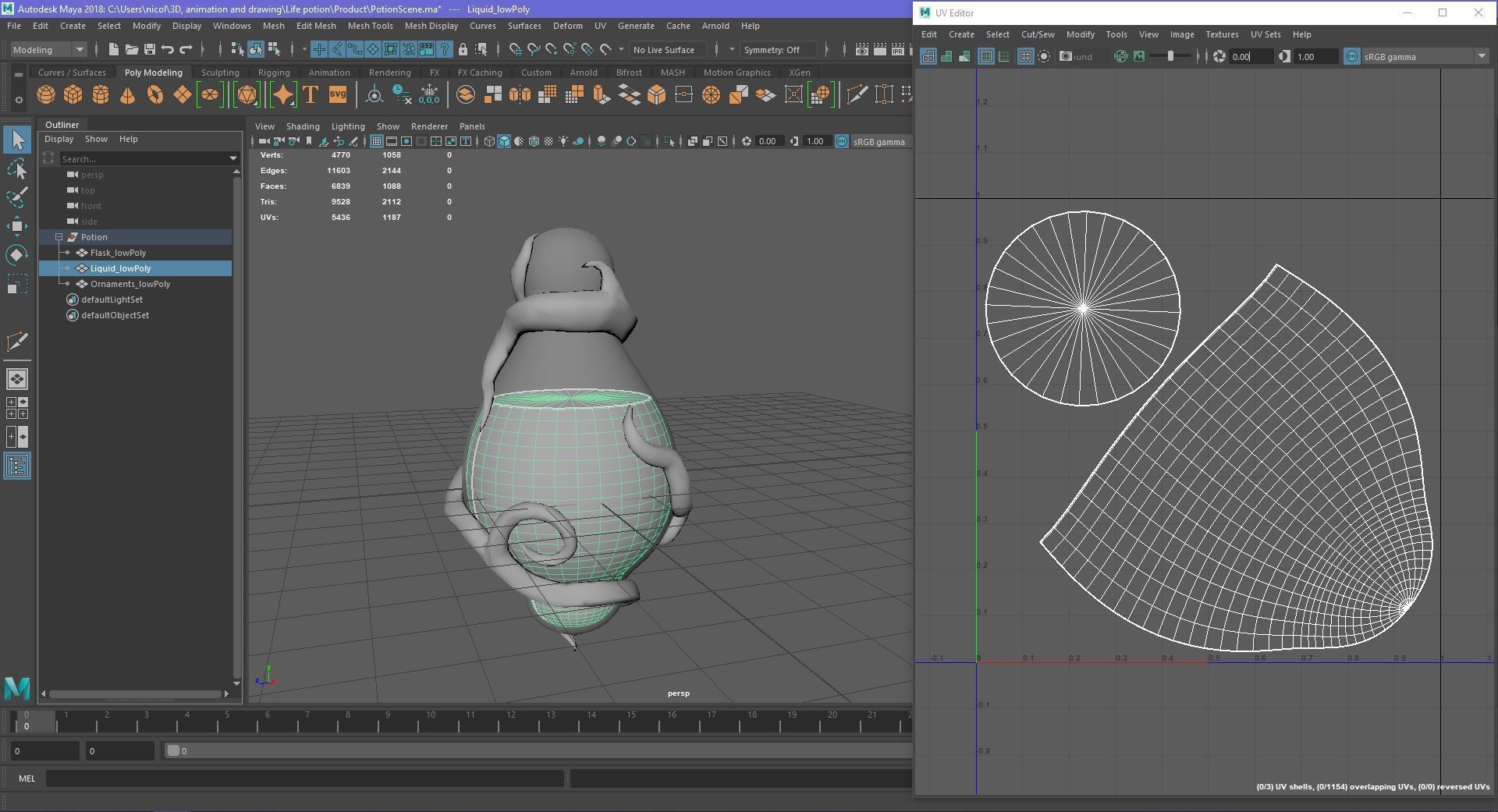 Stylized Fantasy Potion with Root Ornaments Low-poly 3D model_21
