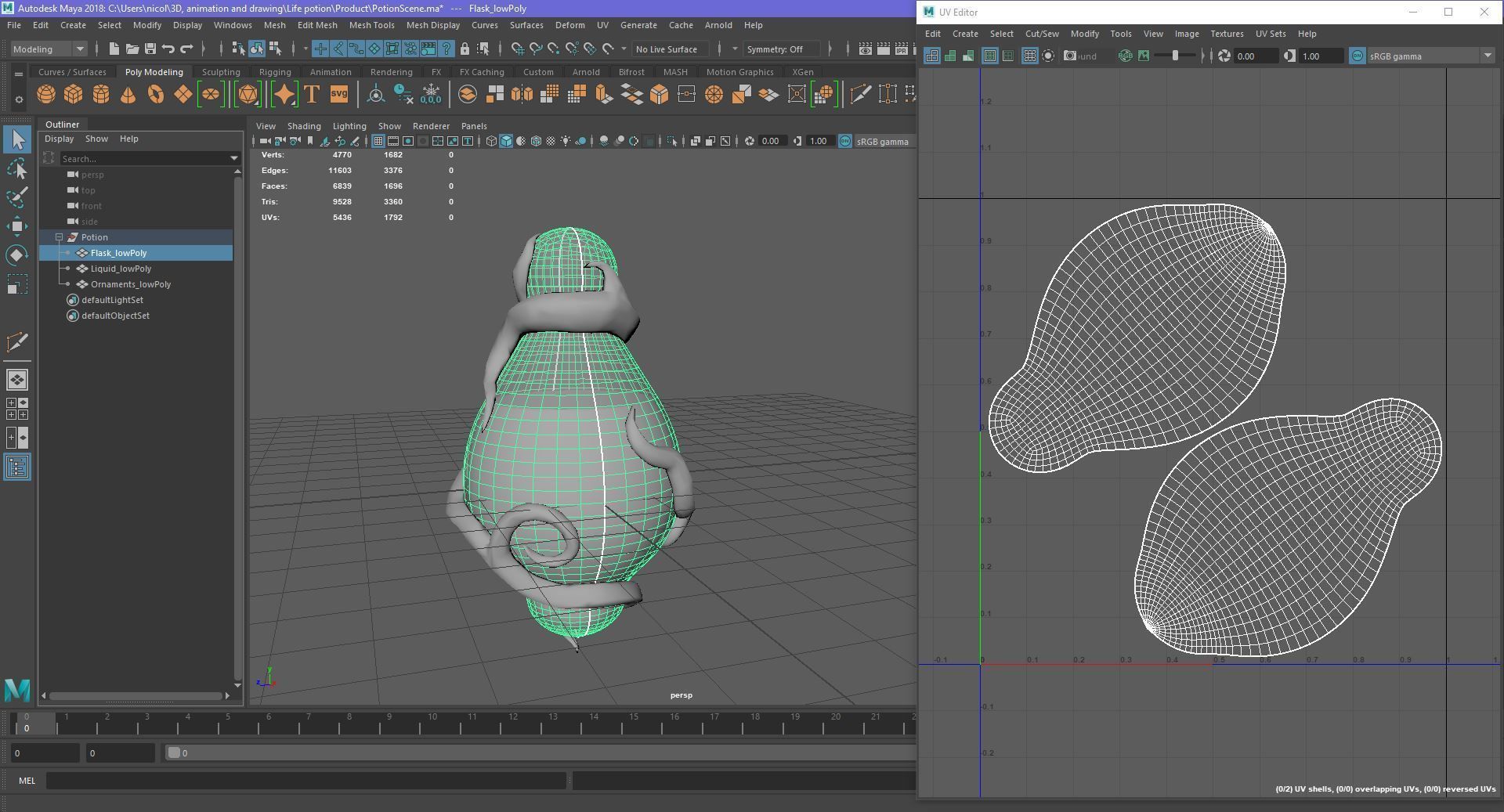 Stylized Fantasy Potion with Root Ornaments Low-poly 3D model_20