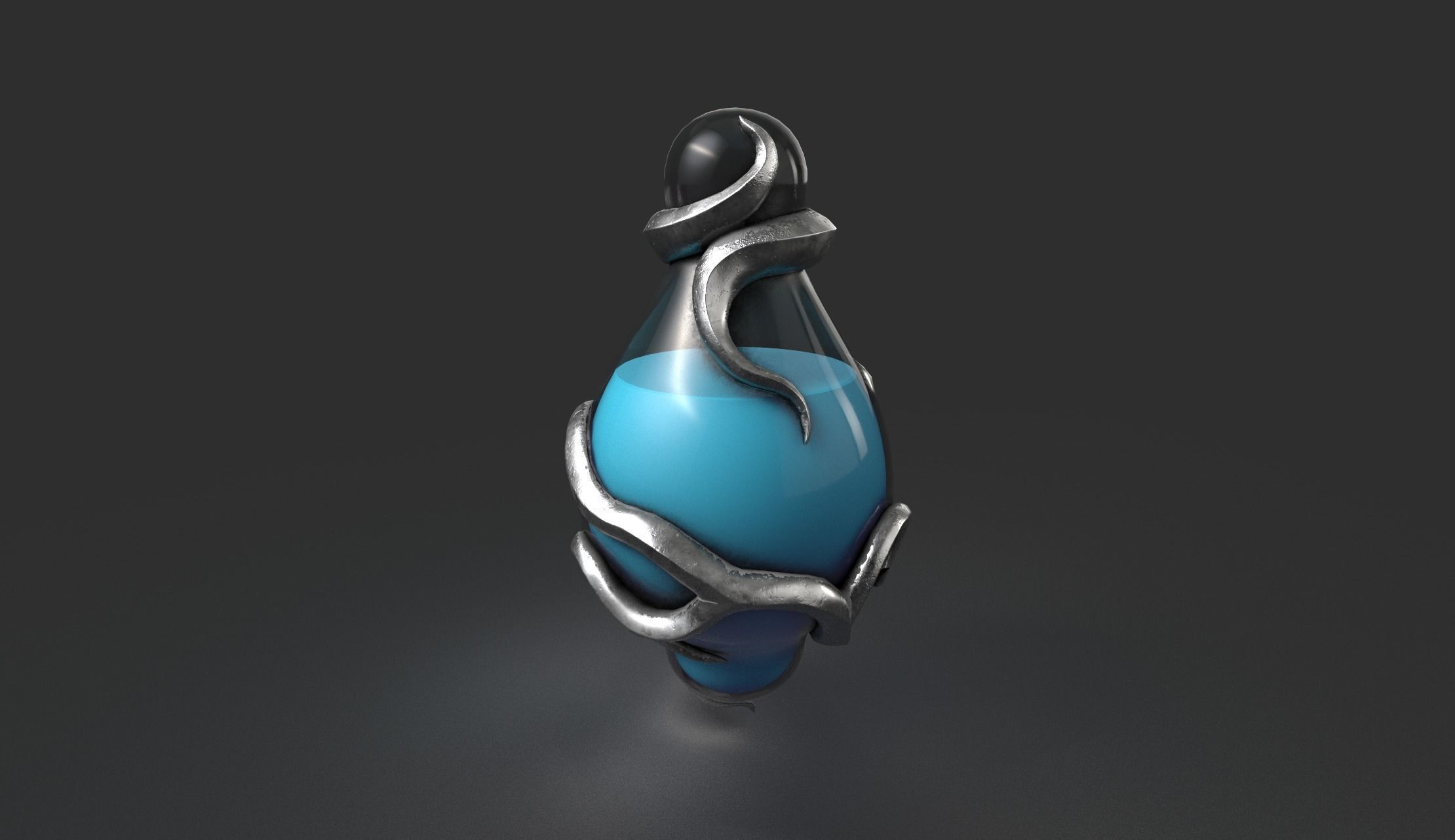 Stylized Fantasy Potion with Root Ornaments Low-poly 3D model_5
