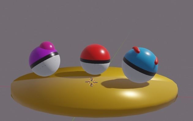 Pokeballs three pokemon balls on table 3D print model_3