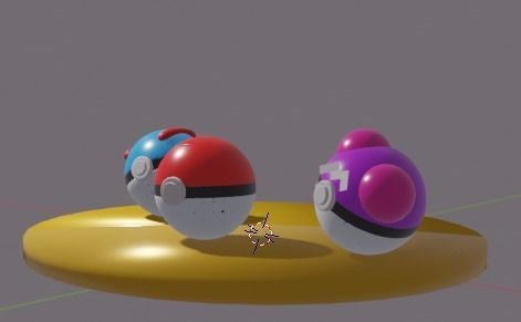 Pokeballs three pokemon balls on table 3D print model_1