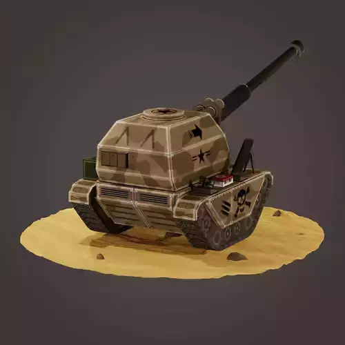 stylized Self-propelled artillery Low-poly 3D model
