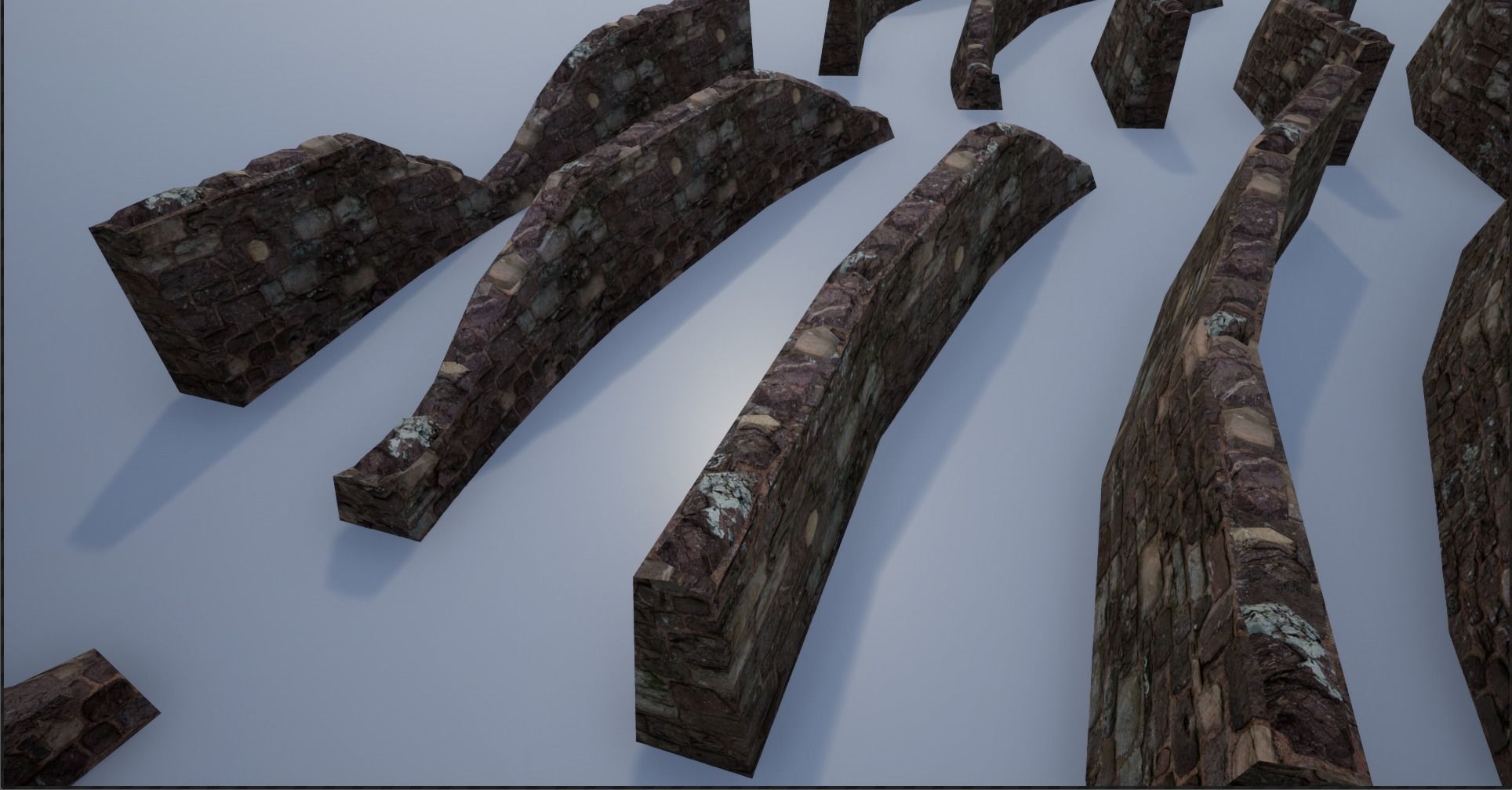 Modular Stone Walls Low-poly 3D model_17