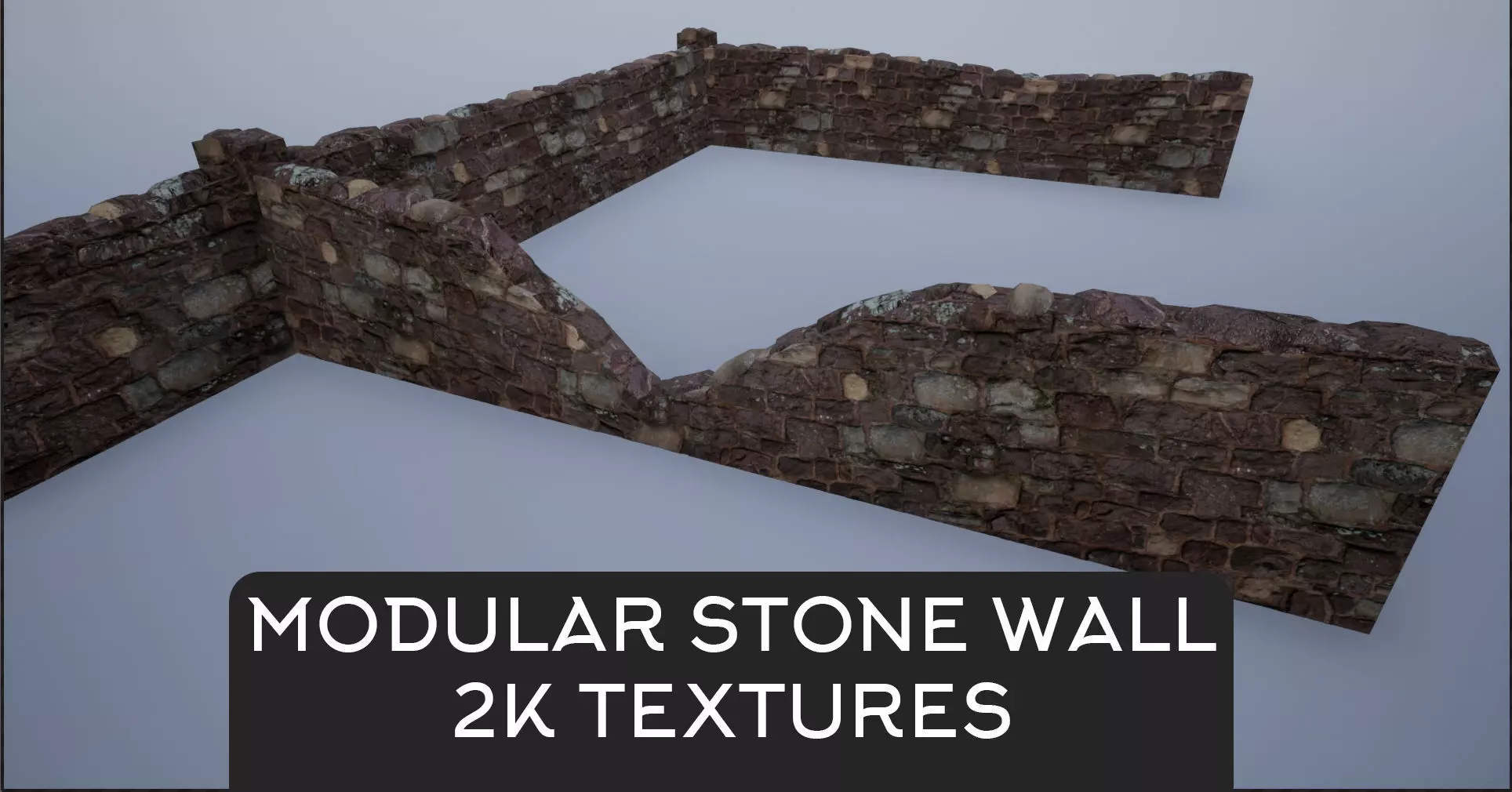 Modular Stone Walls Low-poly 3D model_0