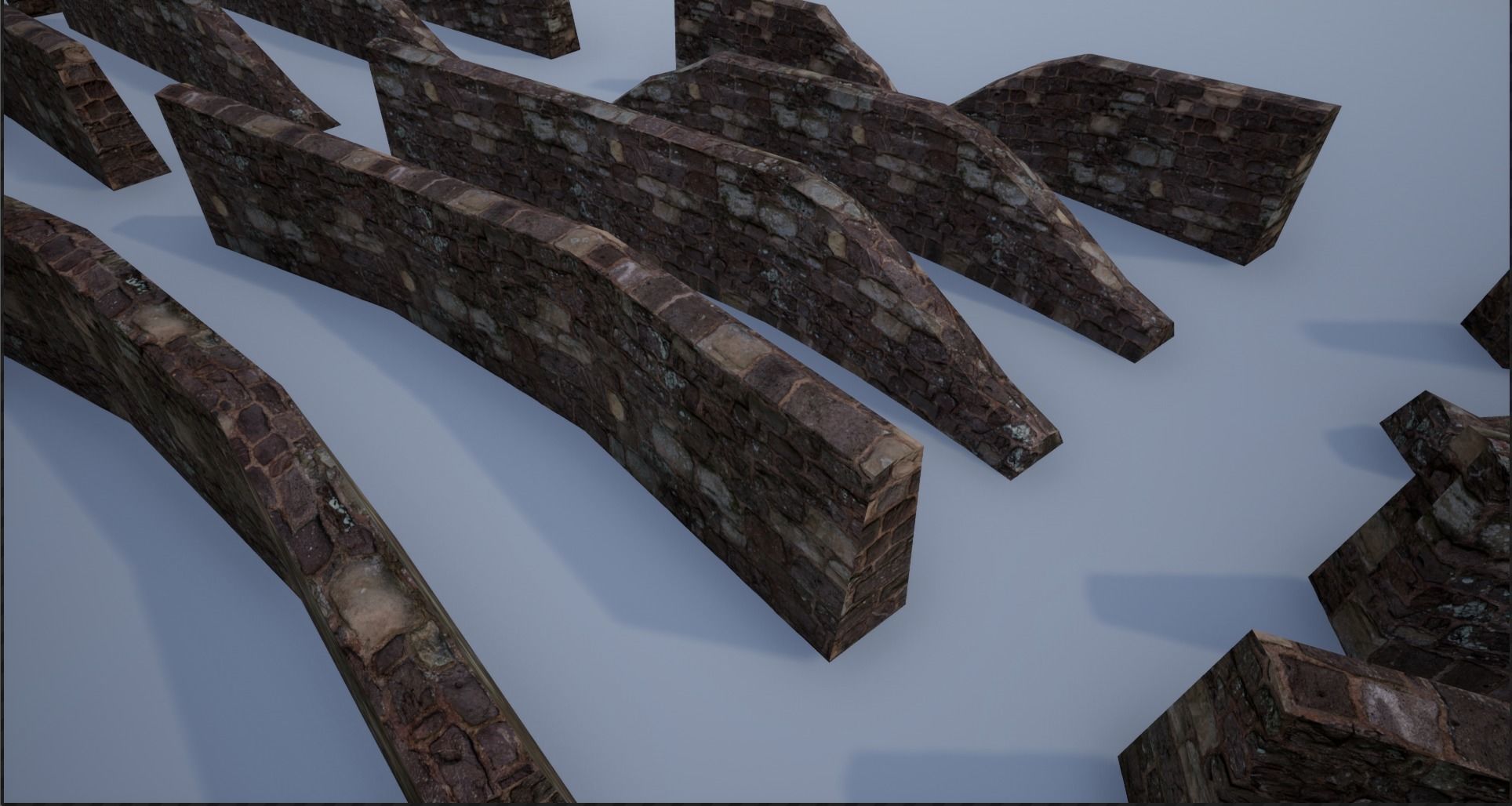 Modular Stone Walls Low-poly 3D model_35