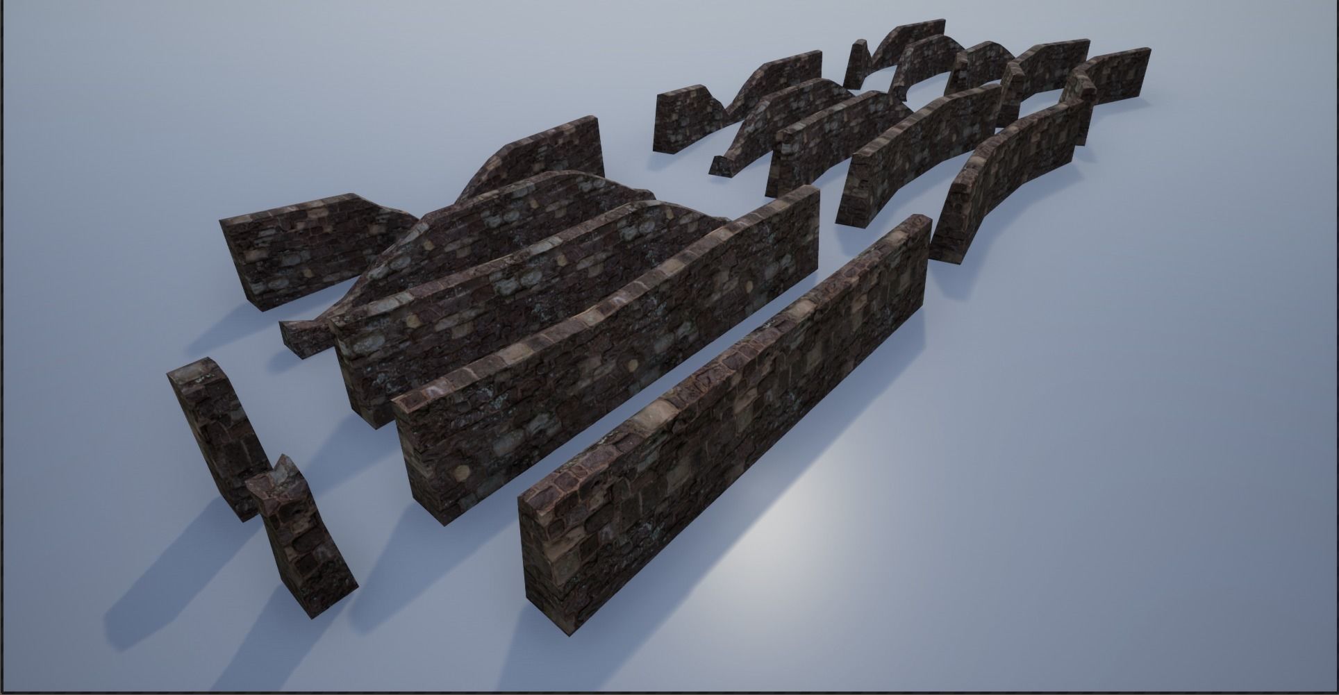 Modular Stone Walls Low-poly 3D model_29
