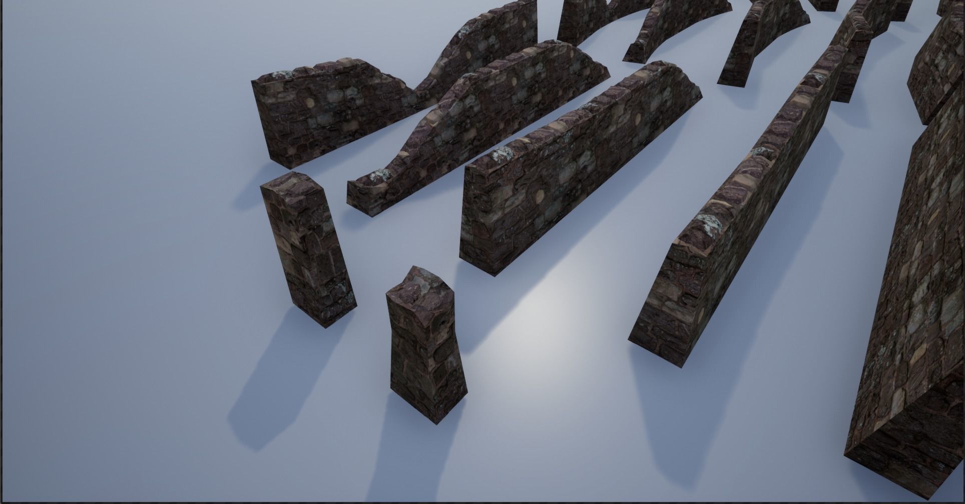 Modular Stone Walls Low-poly 3D model_9