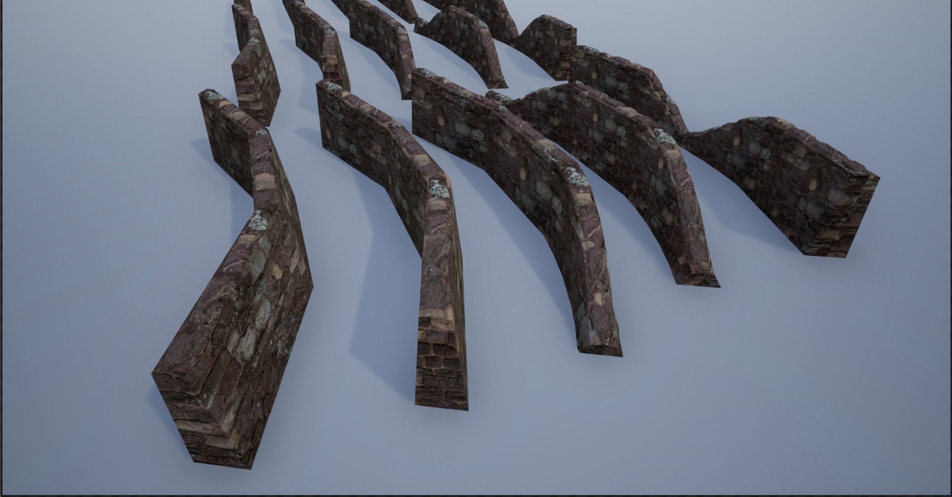 Modular Stone Walls Low-poly 3D model_6
