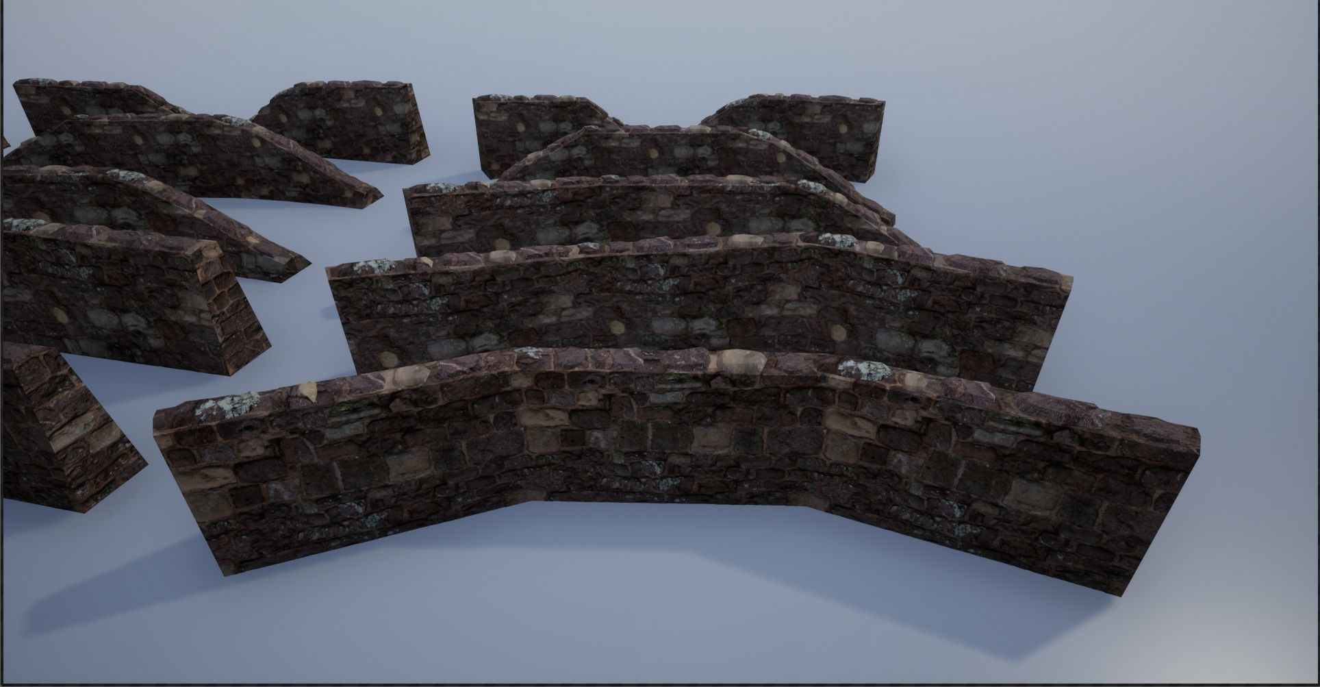 Modular Stone Walls Low-poly 3D model_5
