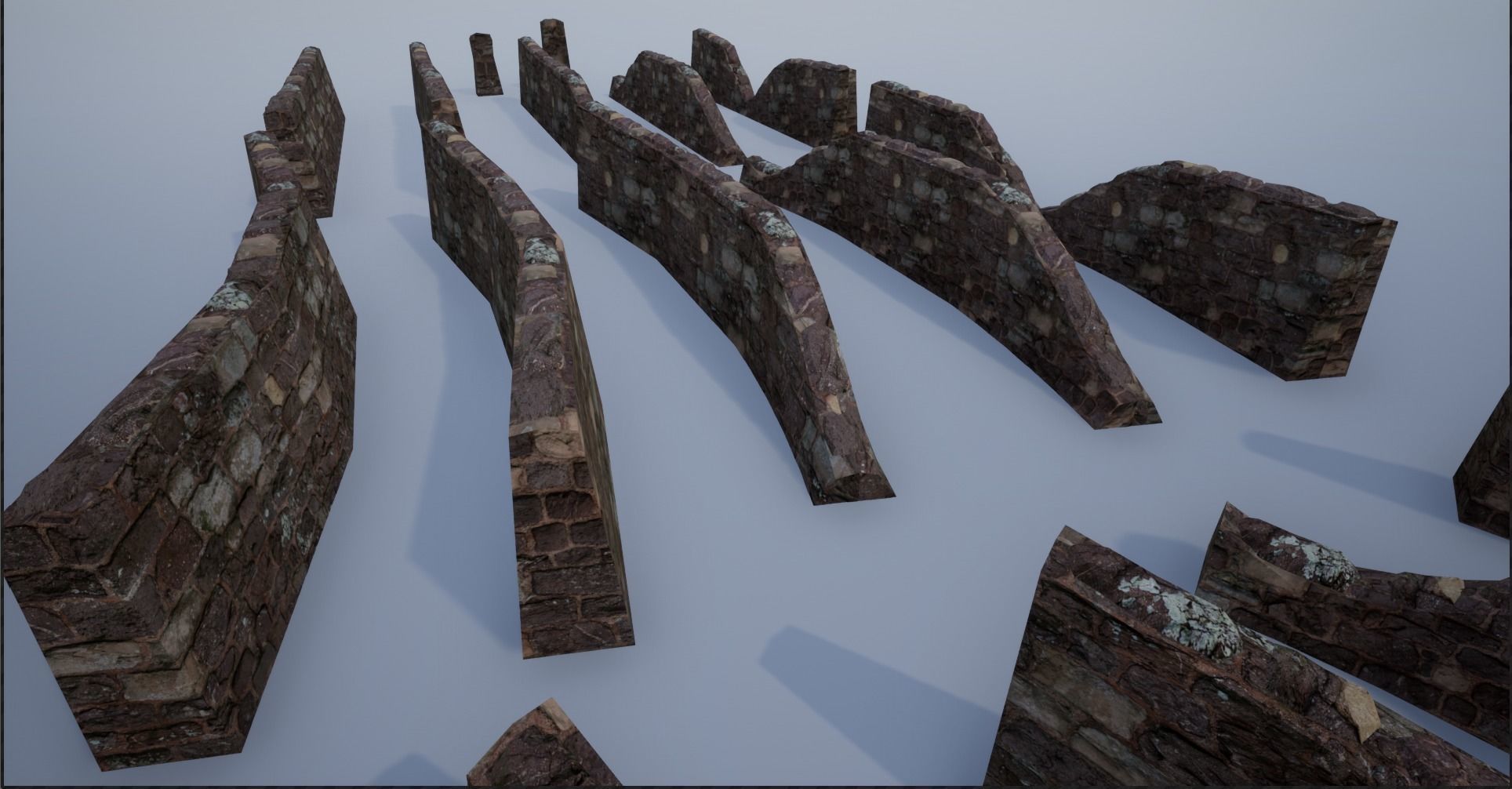 Modular Stone Walls Low-poly 3D model_7