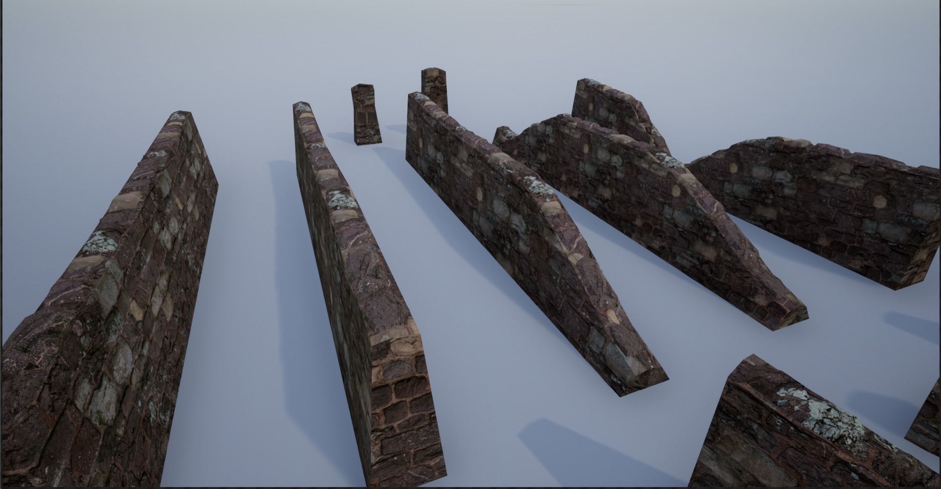 Modular Stone Walls Low-poly 3D model_8