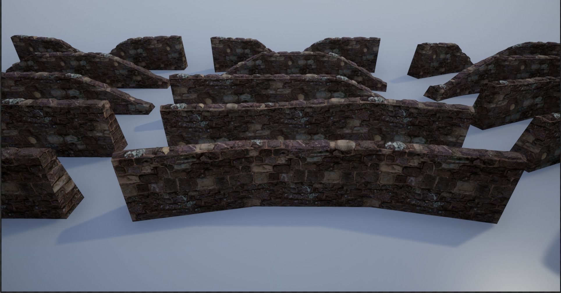 Modular Stone Walls Low-poly 3D model_4