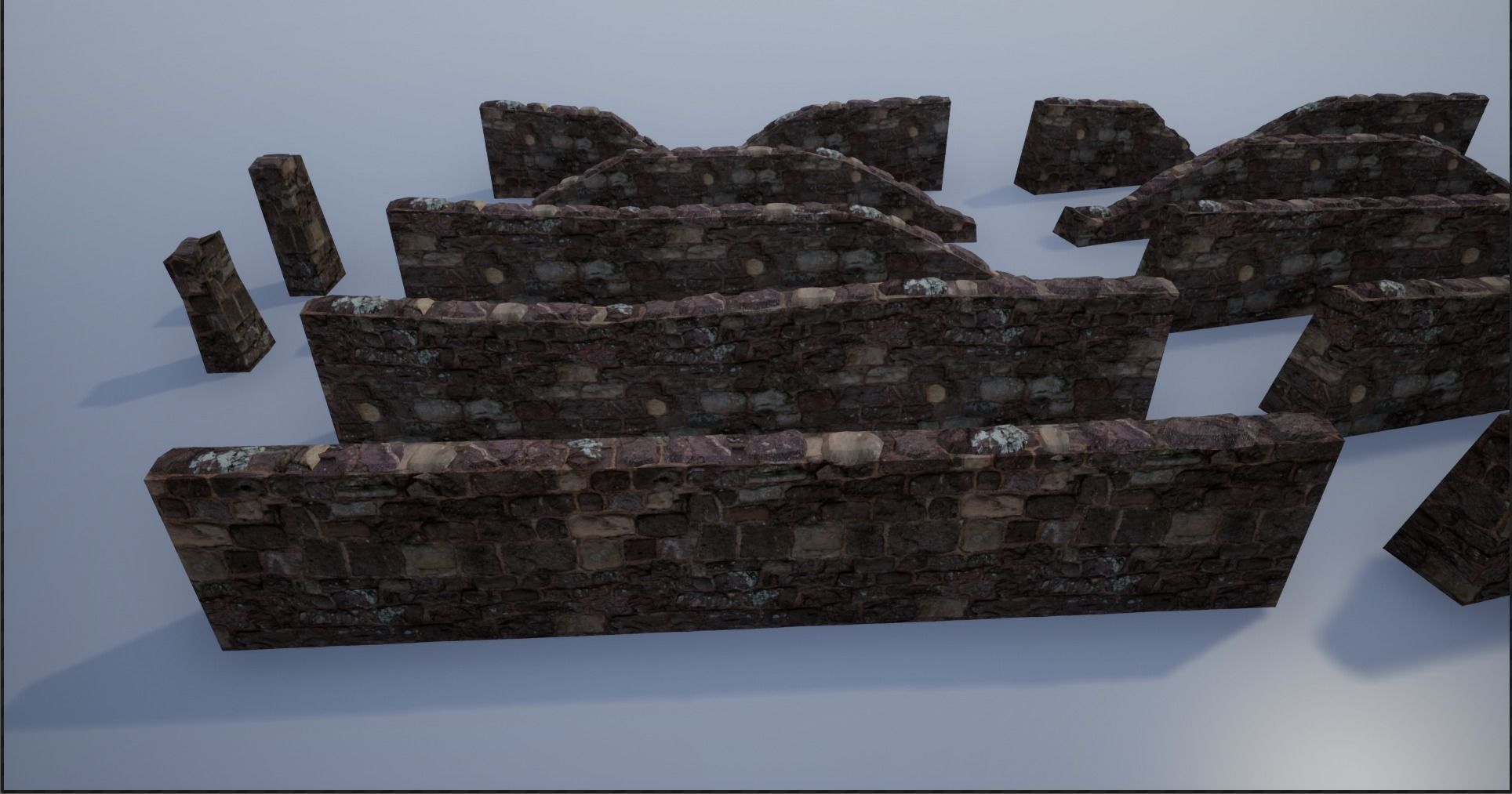 Modular Stone Walls Low-poly 3D model_3