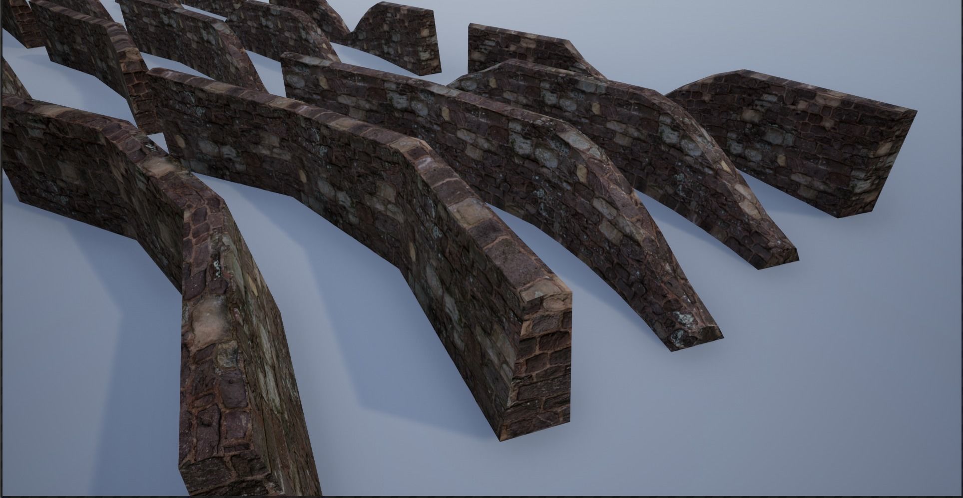 Modular Stone Walls Low-poly 3D model_36