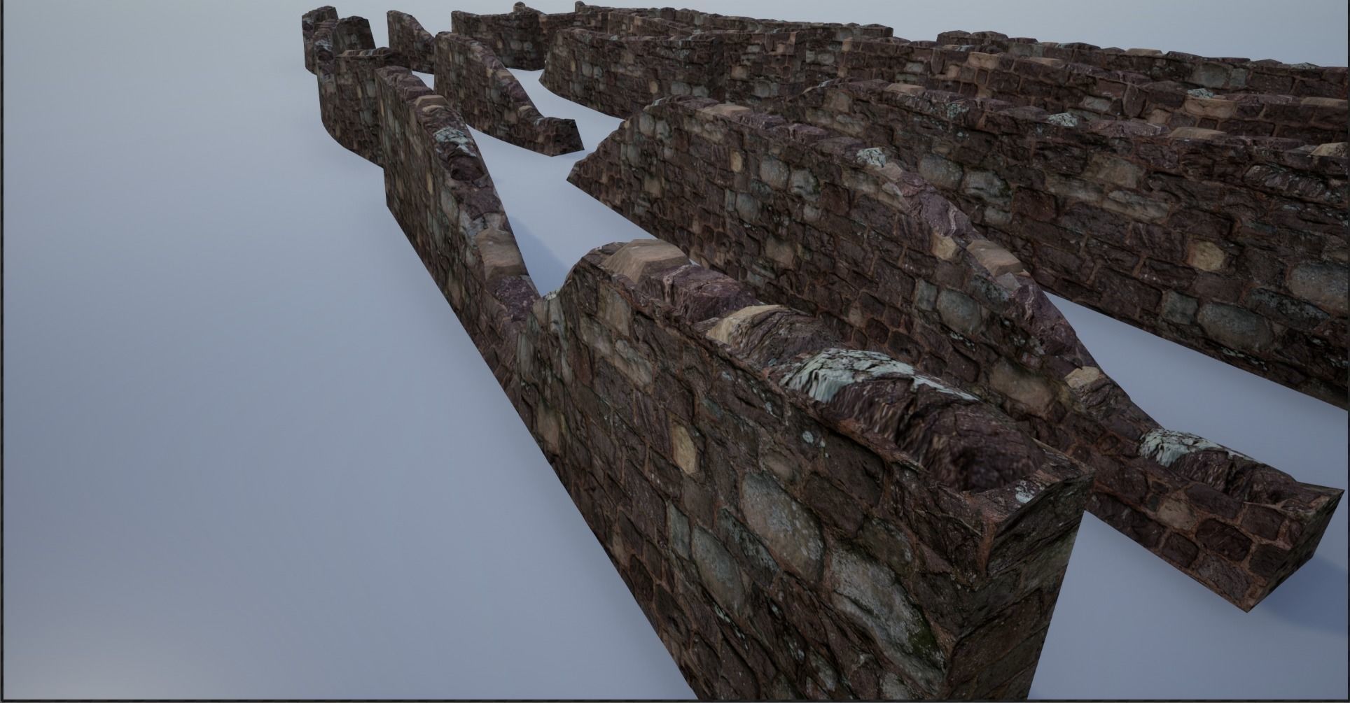 Modular Stone Walls Low-poly 3D model_14