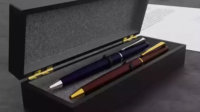 Realistic 2 Pens With Their Box 
