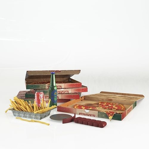 pizza box set 3D model