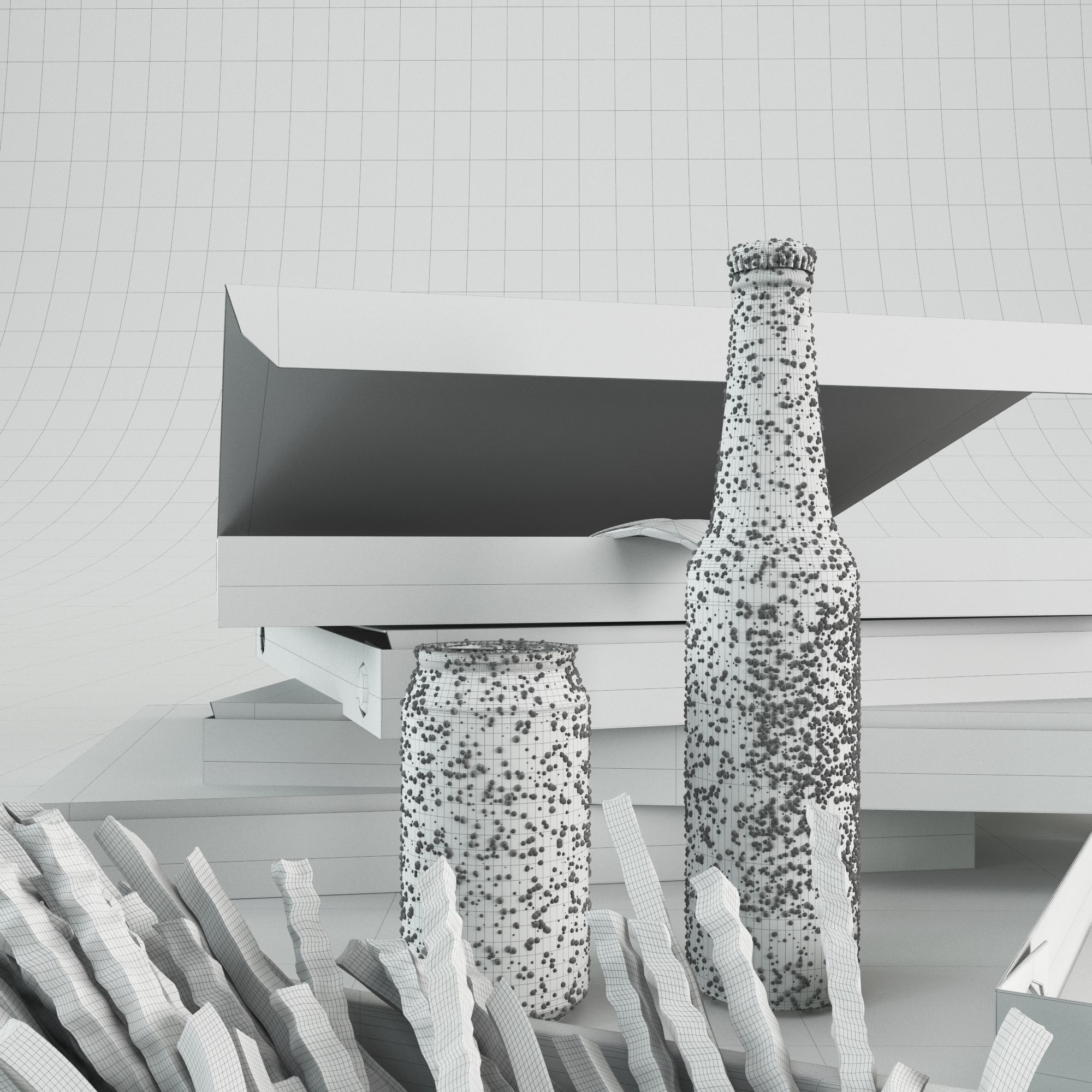 pizza box set 3D model_3