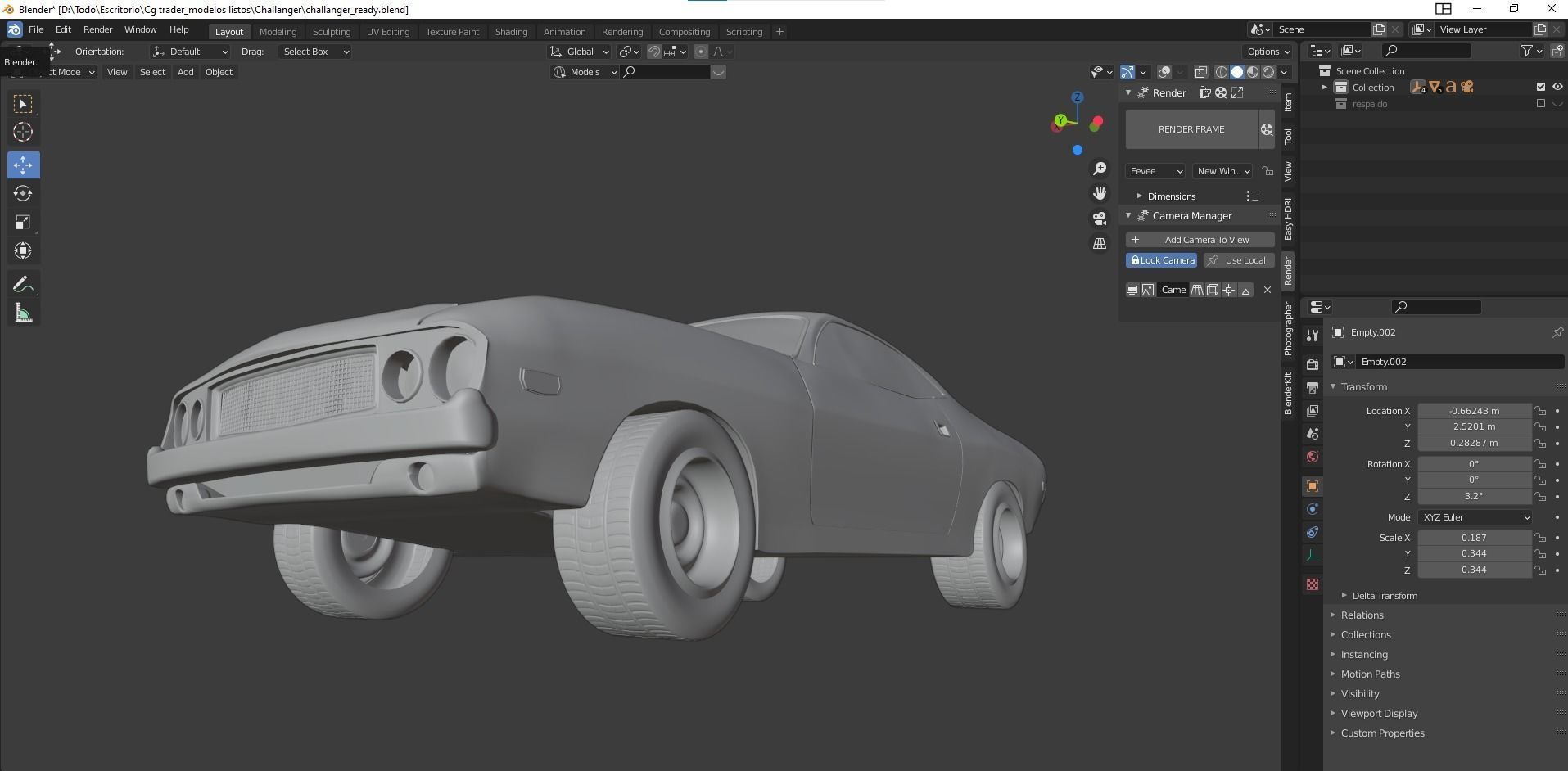 Dodge Challenger Rigged 3D model_7